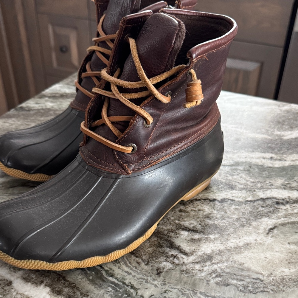 Sperry Dark Brown and Black Rain Boots